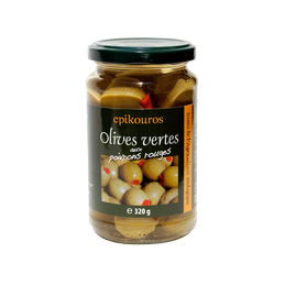 Olives vertes farcies aux poiv